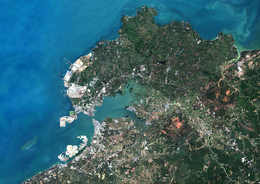 Danzhou Bay, Hainan, China, satellite image