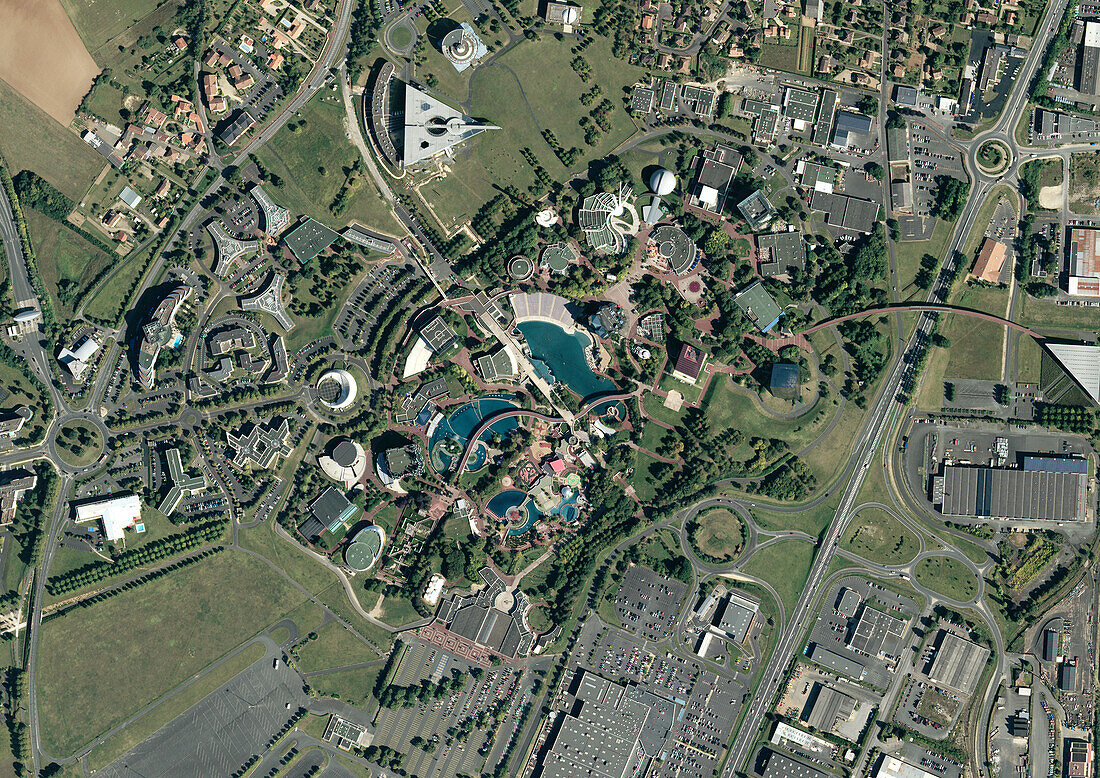 Futuroscope, Poitiers, France, satellite image