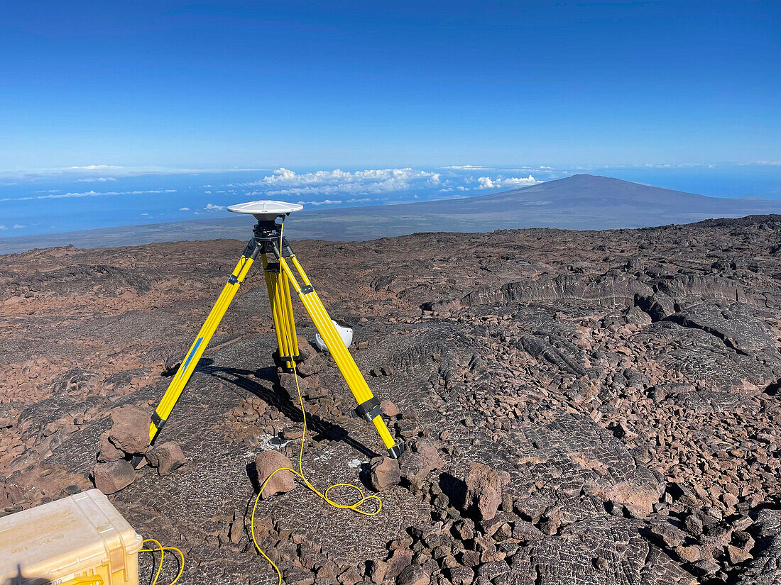 GPS survey station, Mauna Loa, Hawaii, USA