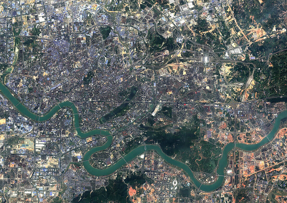 Nanning, China, satellite image