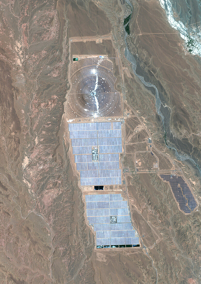 Noor Ouarzazate Solar Complex, Morocco, satellite image