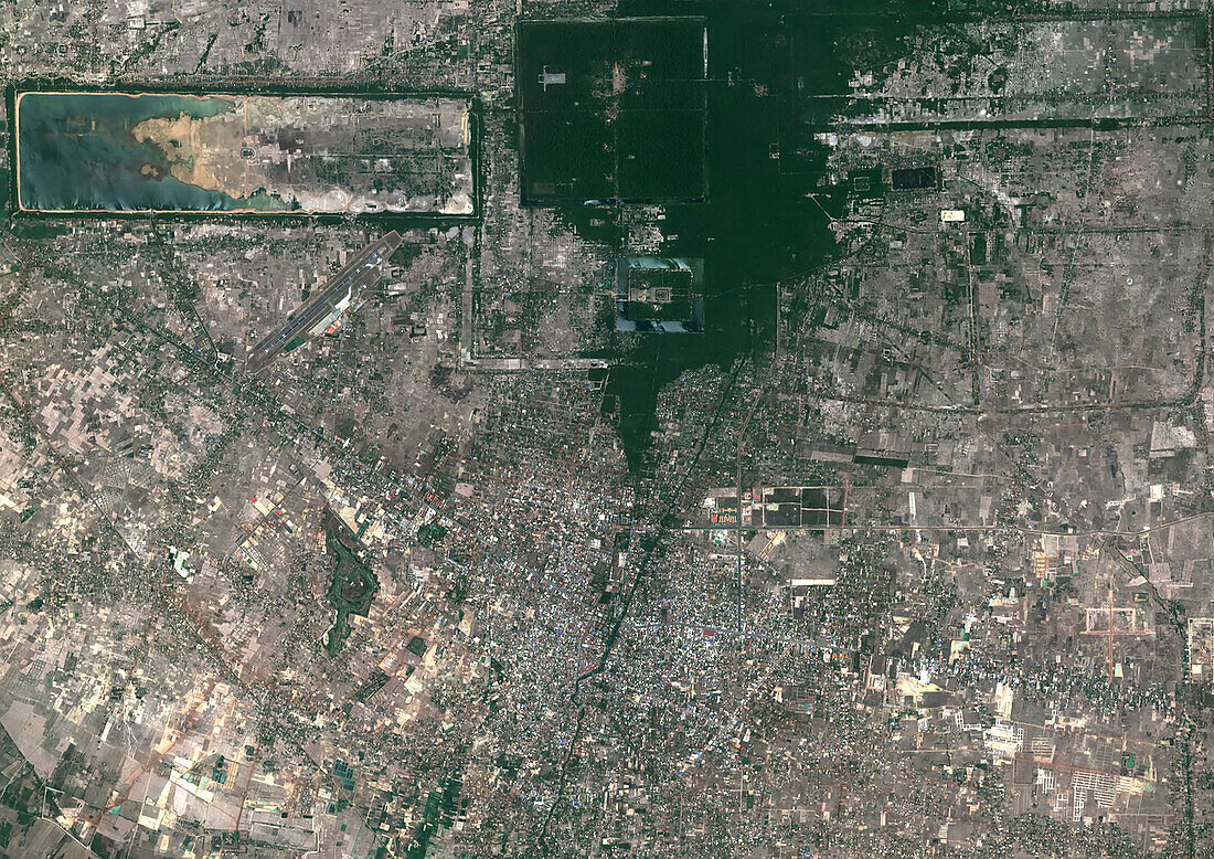 Siem Reap and Angkor Wat, Cambodia, satellite image