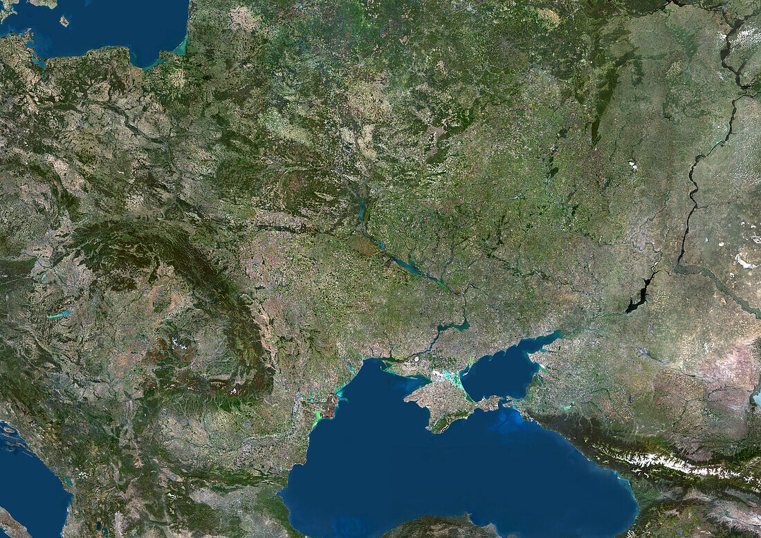 Ukraine and neighbouring countries, satellite image