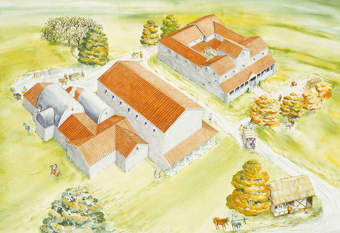 Wall Roman Site, c2nd century, illustration