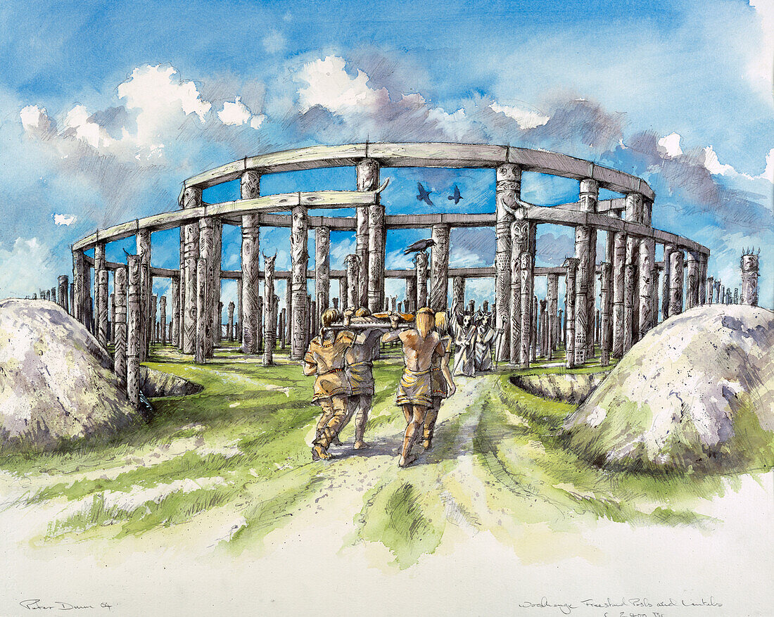 Woodhenge, c25th century BC, illustration