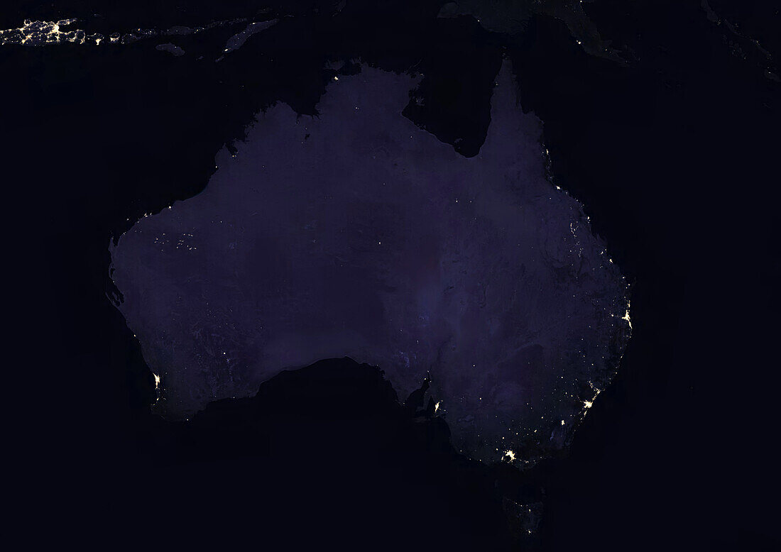 Australia at night, satellite image