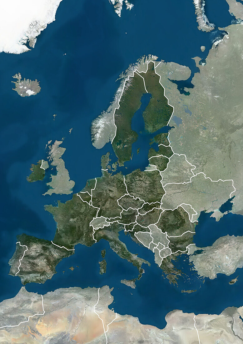 Member states of the European Union in 2019, satellite image