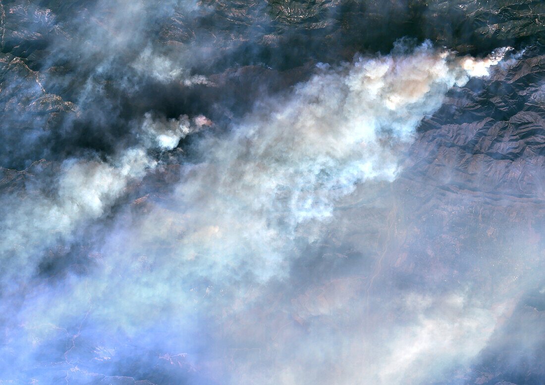 Wildfires, California, USA, satellite image