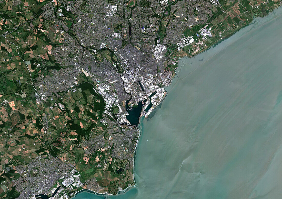 Cardiff, Wales, UK, satellite image