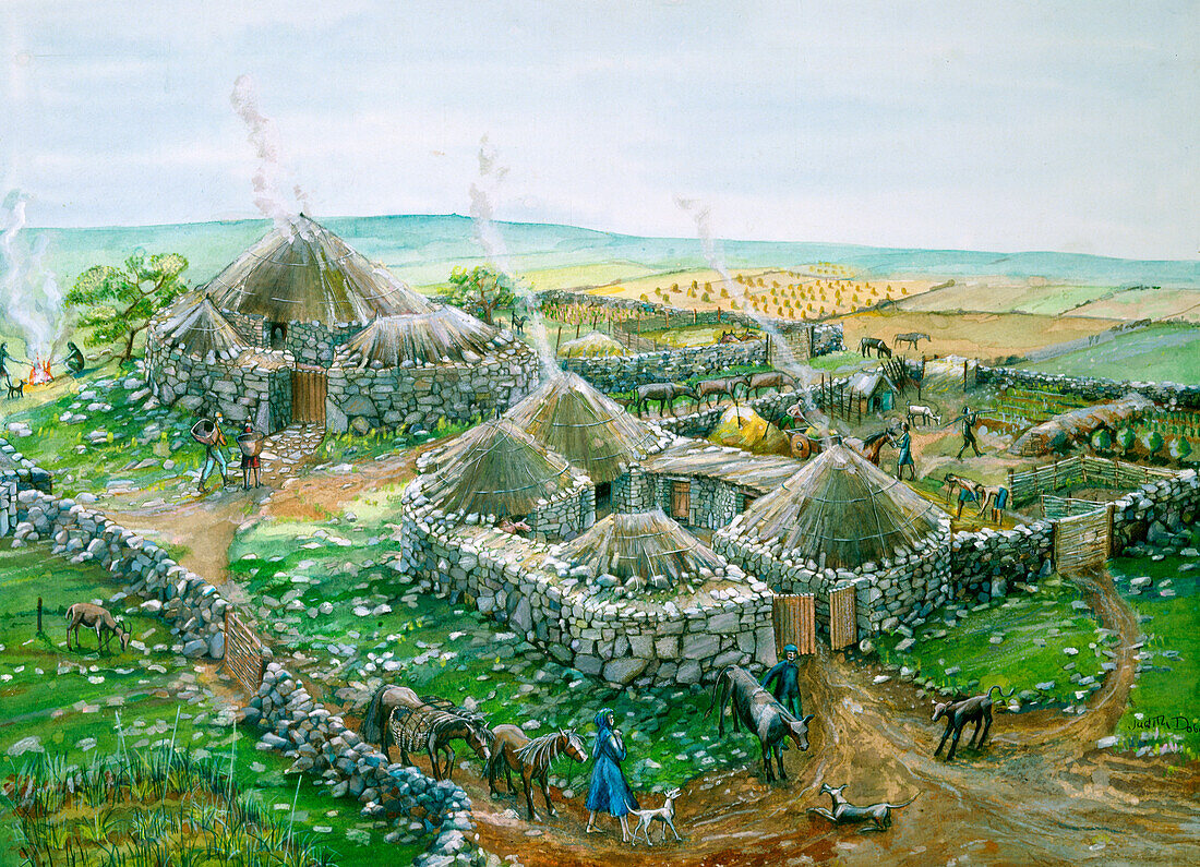 Chysauster Ancient Village, c1st-2nd century, illustration