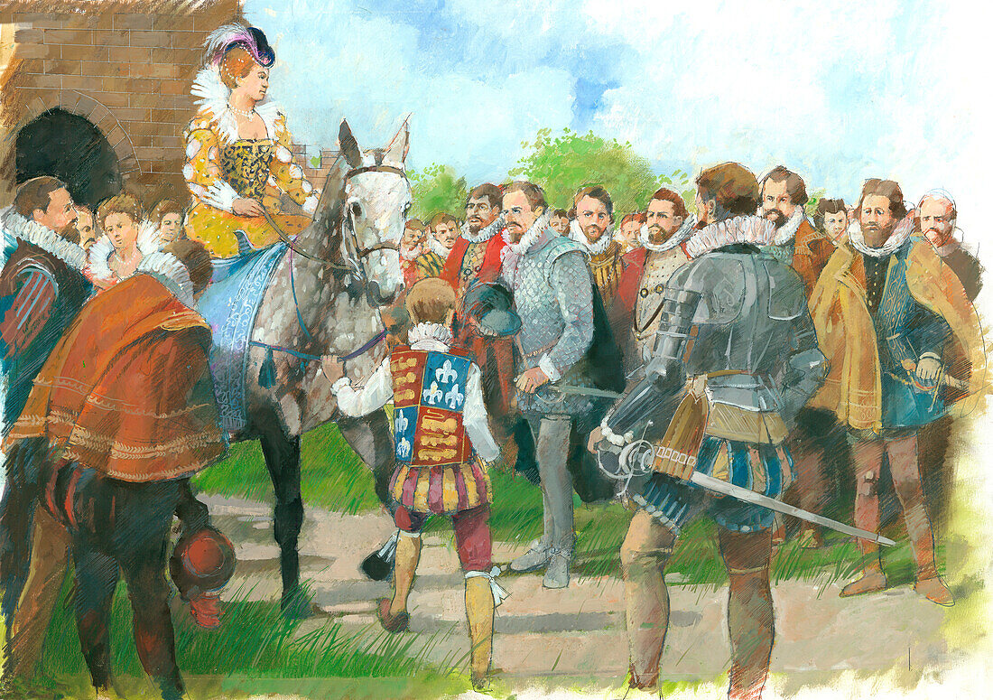 Elizabeth I being welcomed to Kenilworth Castle, illustration