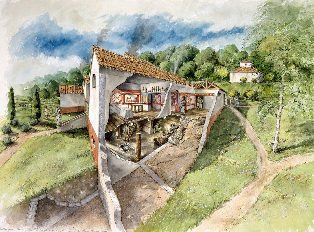 Lullingstone Roman Villa, c4th century, illustration