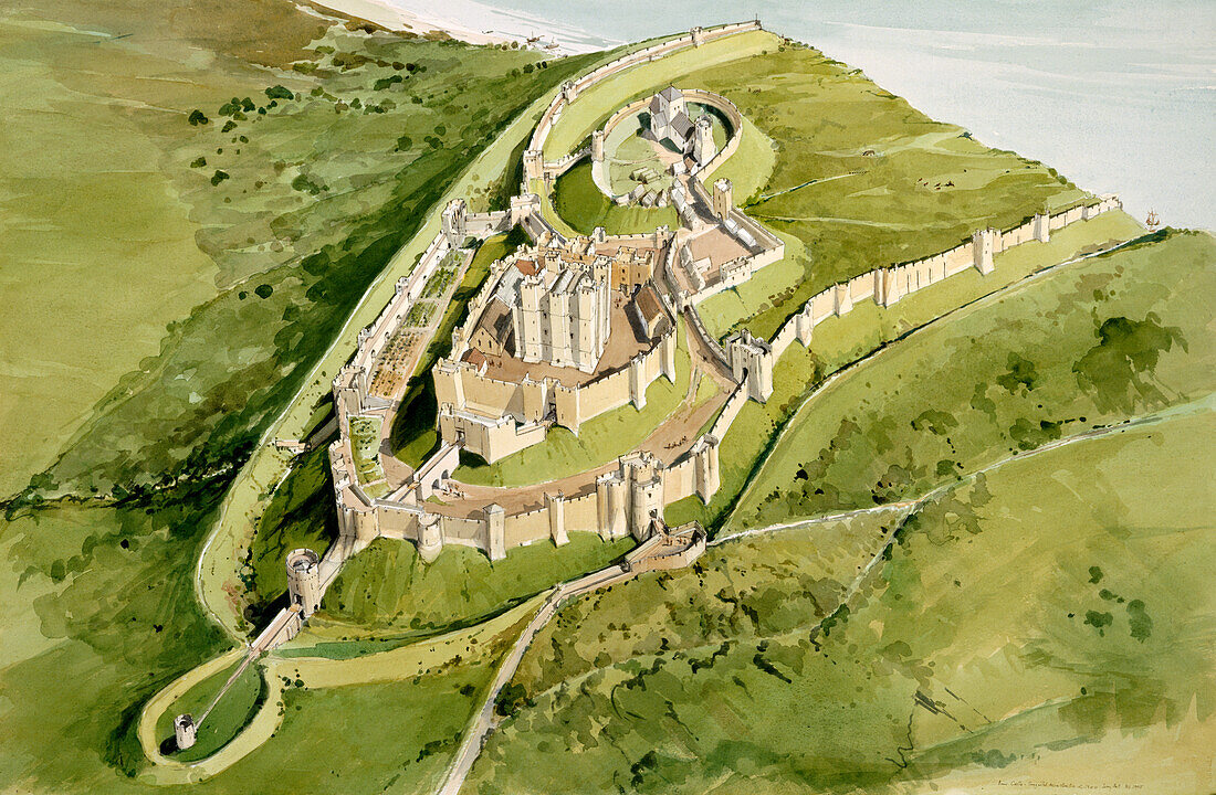 Dover Castle, c1300, illustration