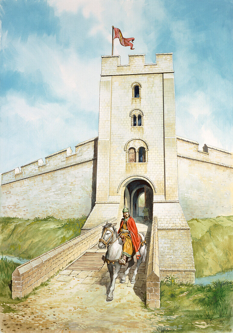 Sherborne Old Castle, c13th century, illustration