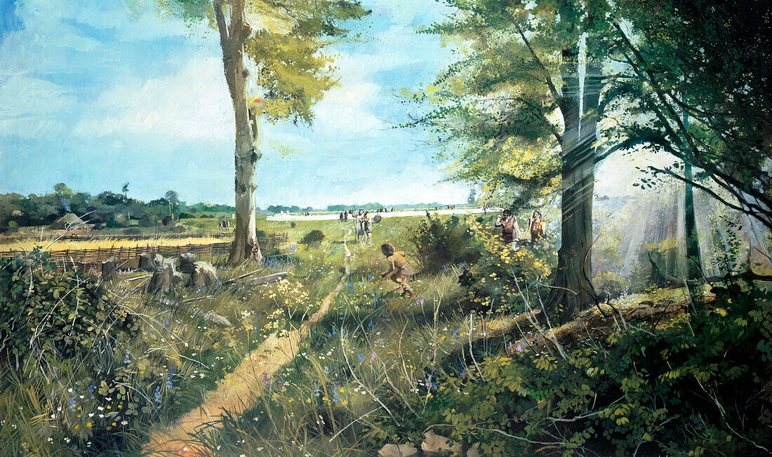 Stonehenge landscape, c3000BC, illustration