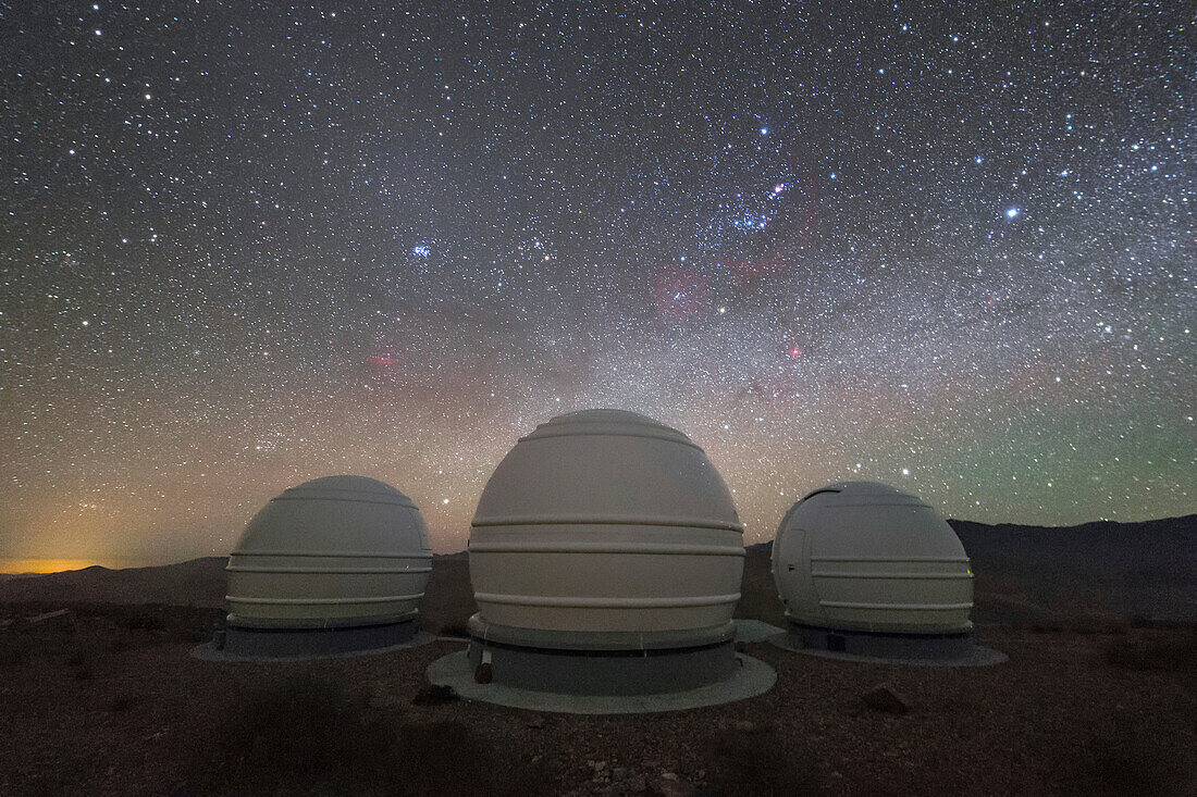 ExTrA telescopes at night, Chile