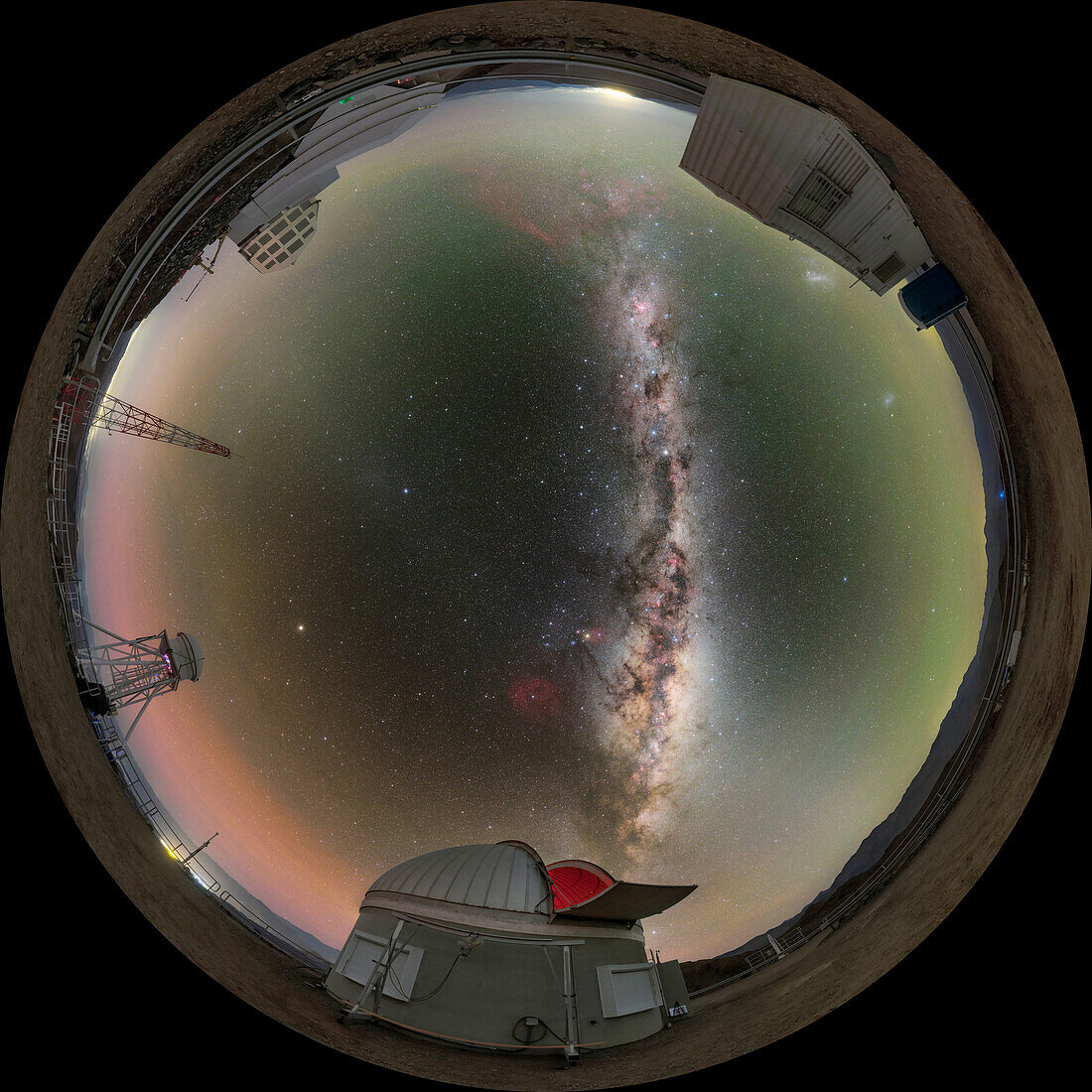 Vera C Rubin Observatory, Chile, fishyeye view at night