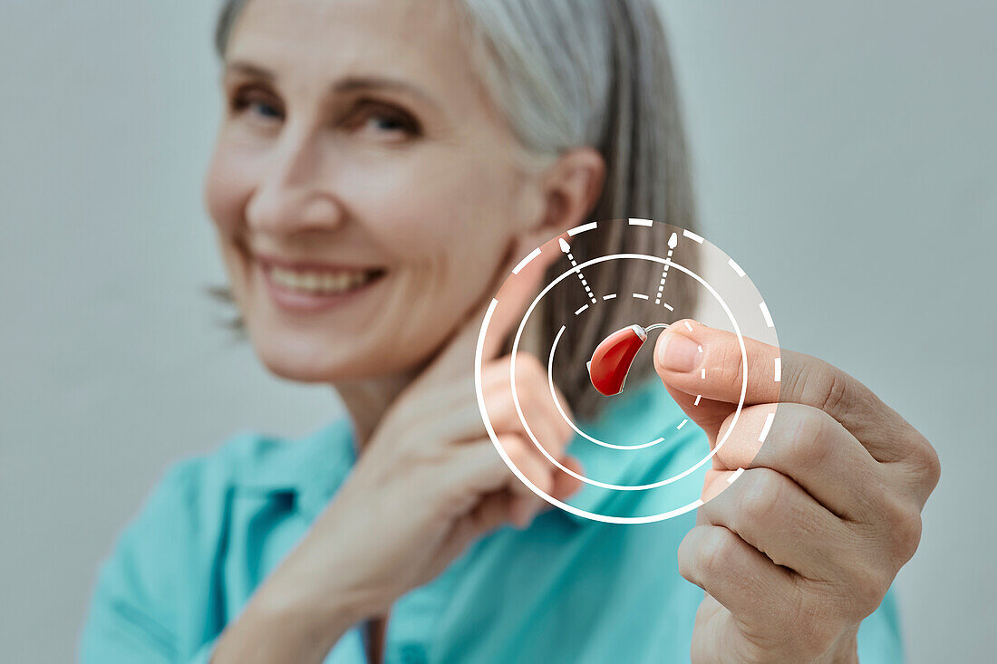 Woman with hearing aid