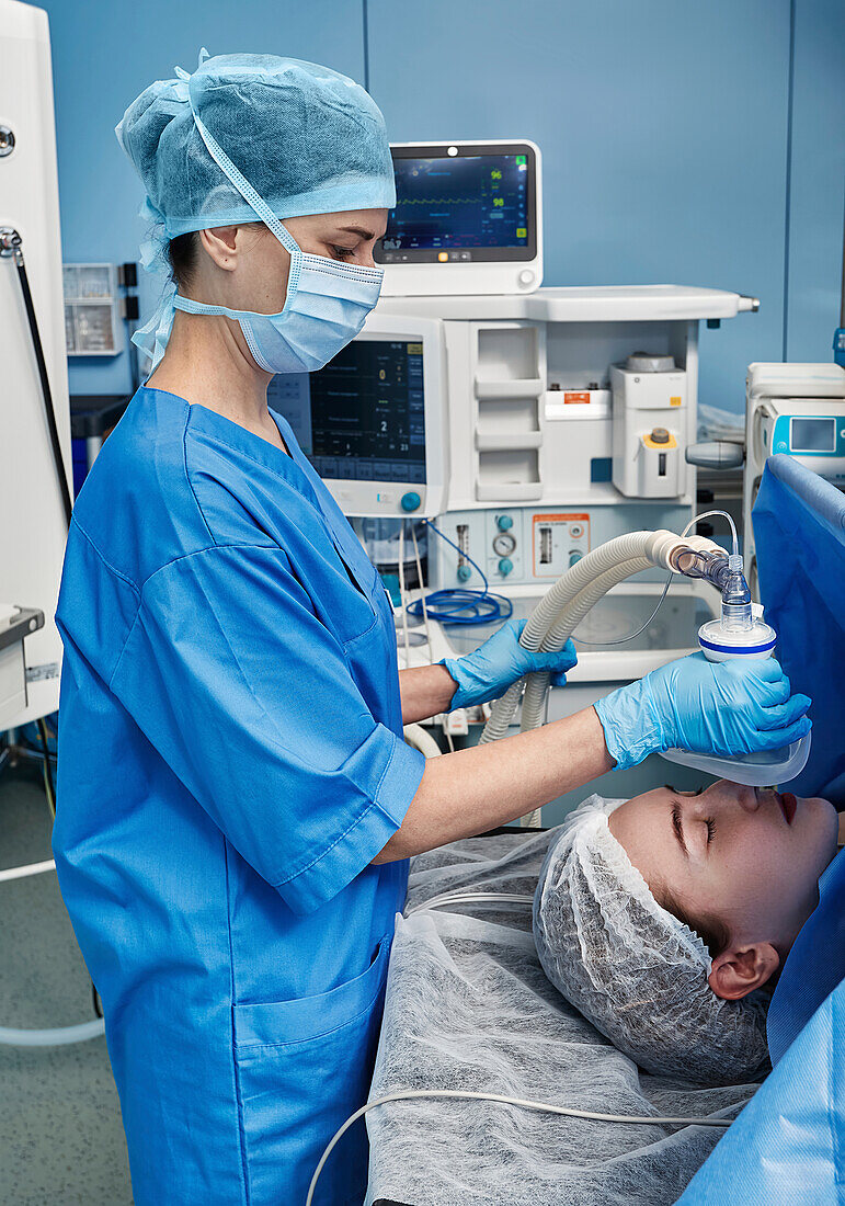 Anaesthetist during surgery