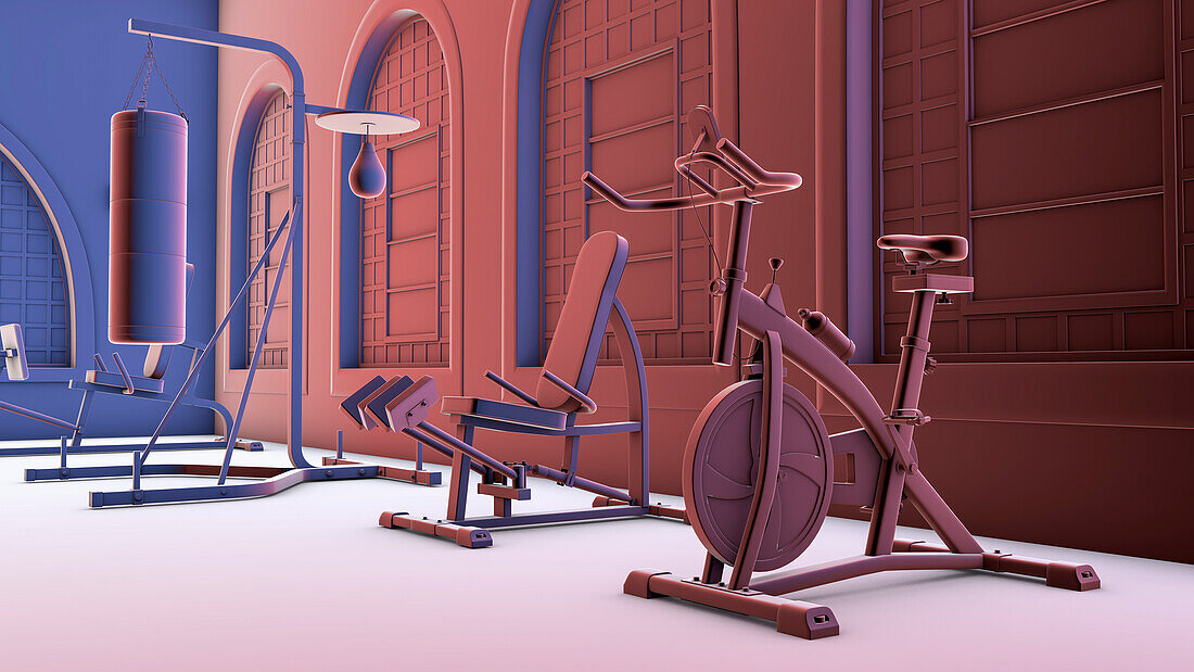 Gym interior, illustration