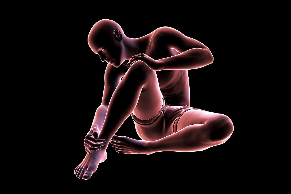Man with ankle pain, illustration