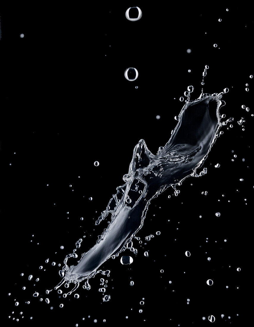 Water splash against a black background