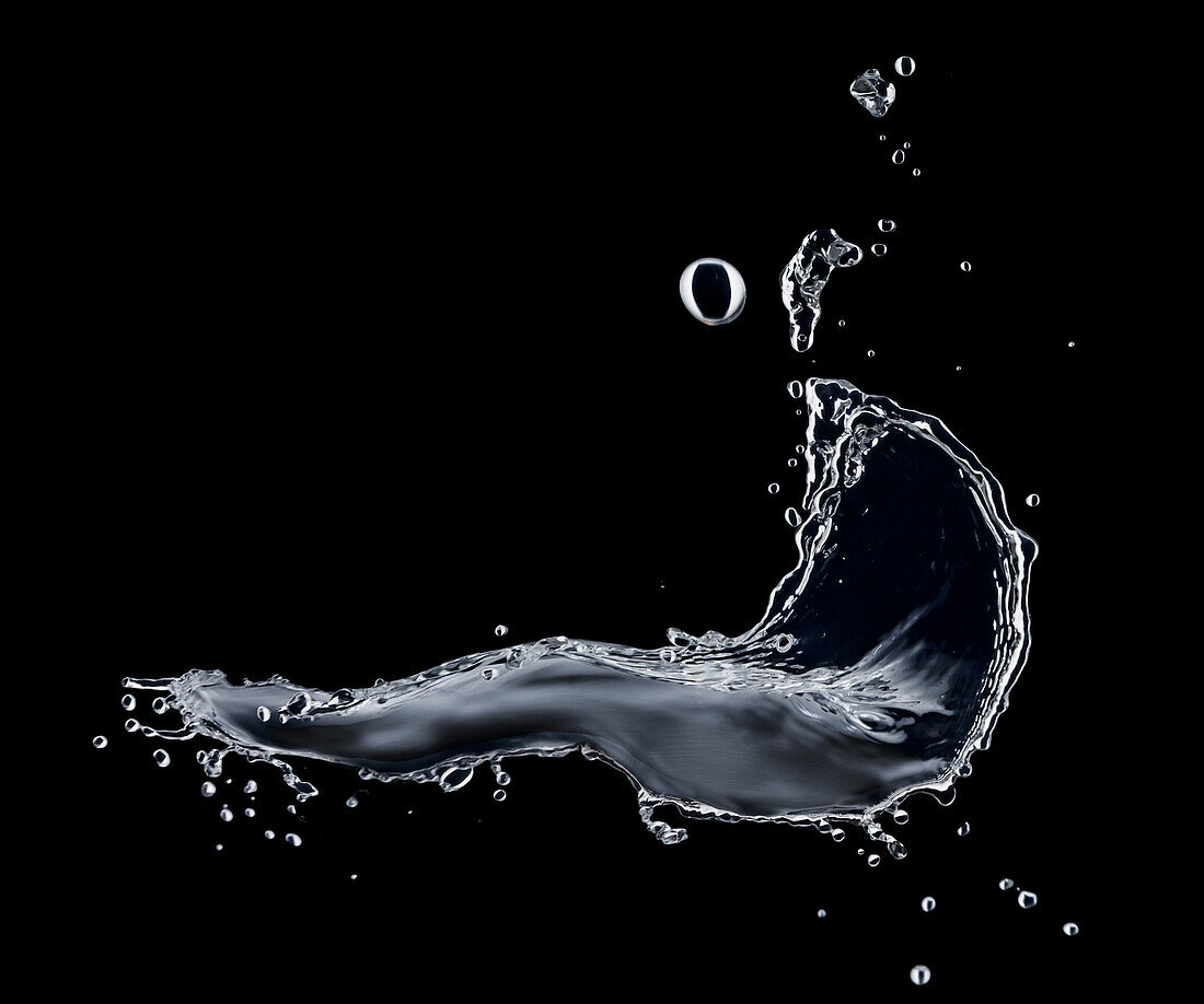 Water splash against a black background