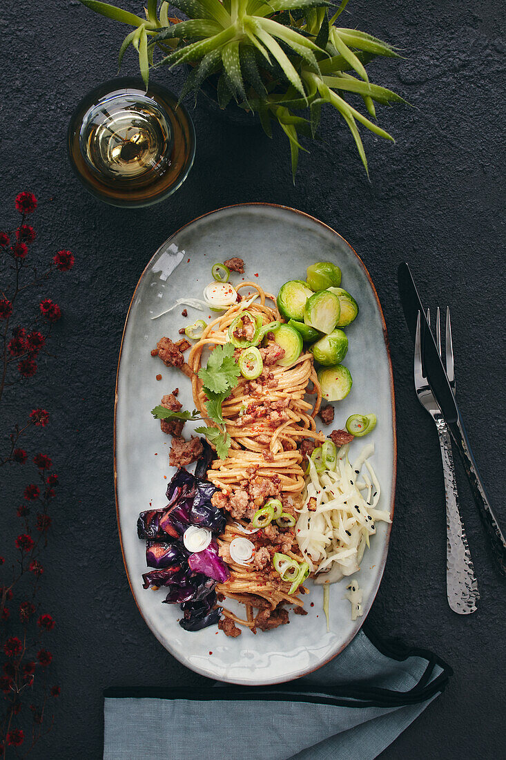 Dandan noodles with vegetables (China)