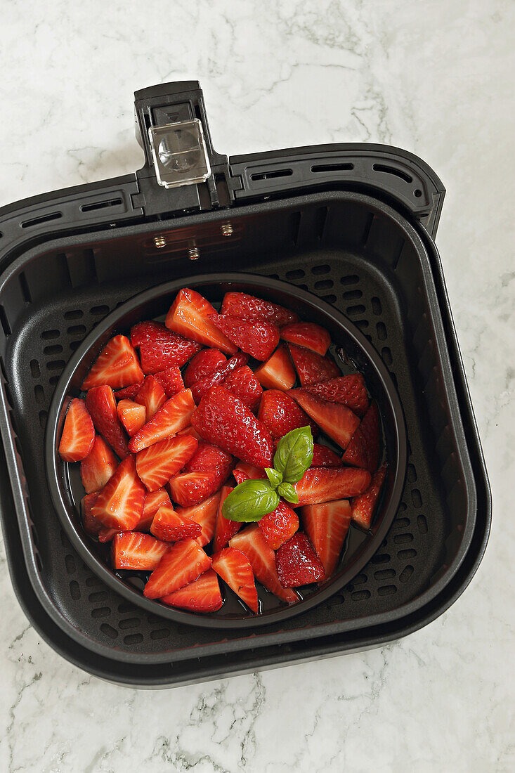 Roasted balsamic strawberries in the air fryer