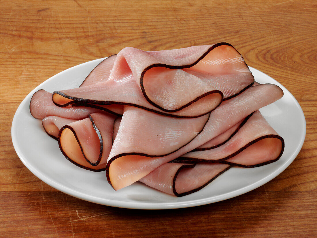 Sliced cooked ham