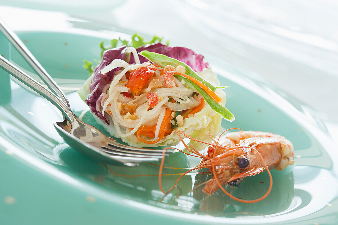 Cabbage salad with shrimp