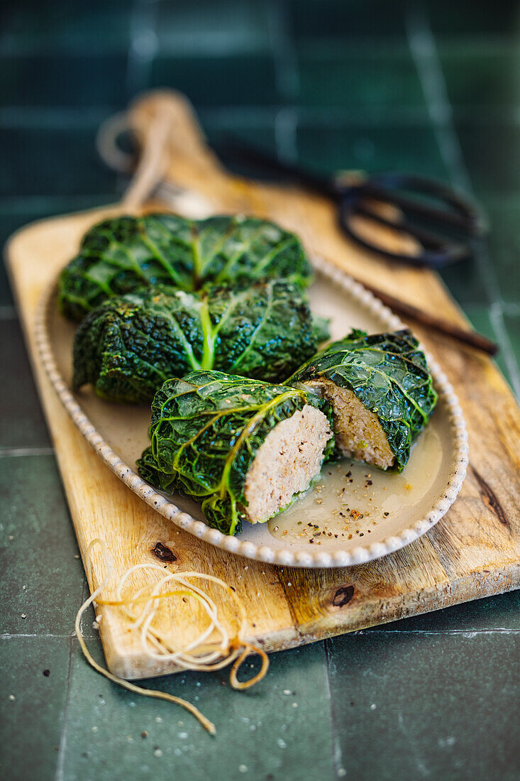 Cabbage rolls stuffed with pork mince