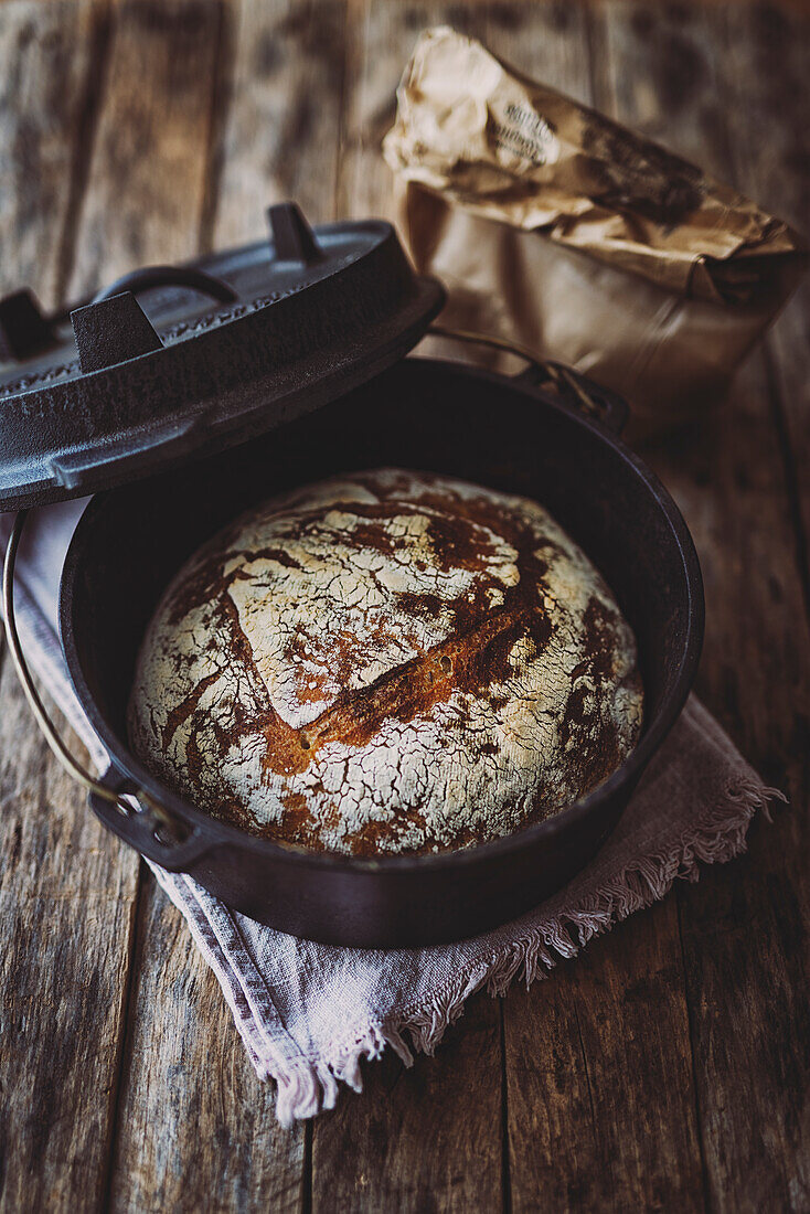 Wheat bread in a Dutch Oven