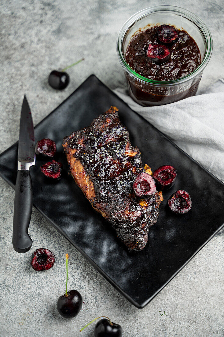 Spare Ribs with BBQ Cherry Sauce