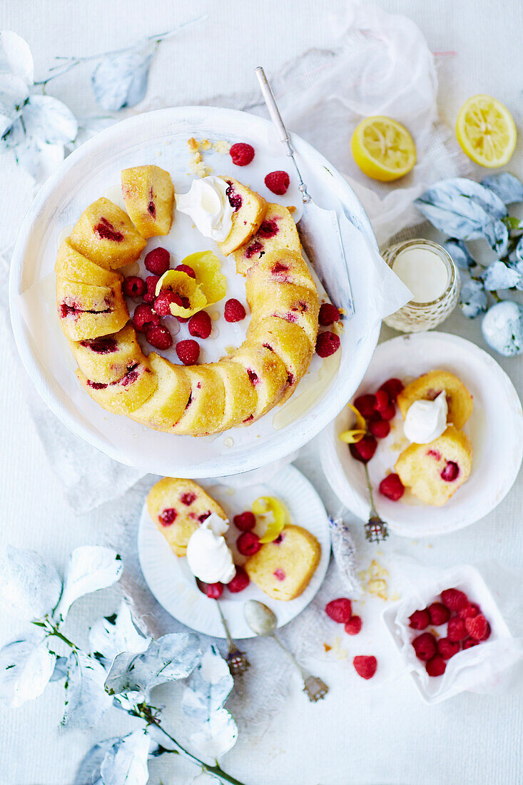 Gluten-free raspberry and lemon syrup cake