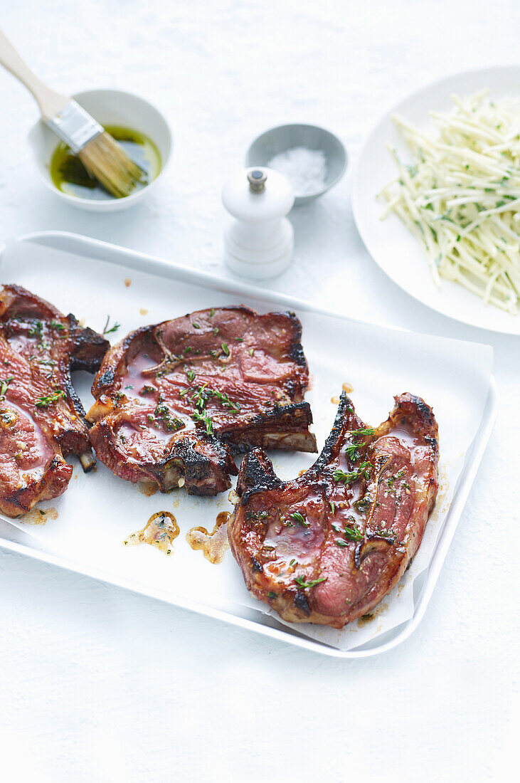 Grilled lamb chops with celeriac romoulade