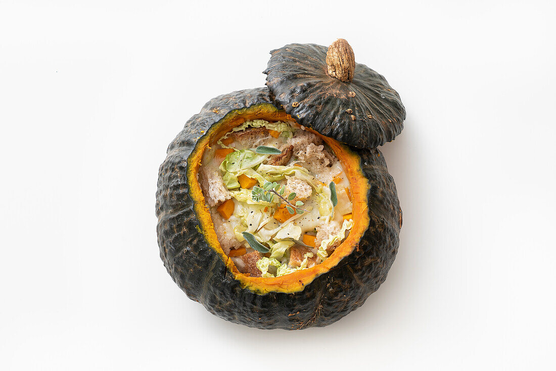 Tender pumpkin with cheese and vegetables