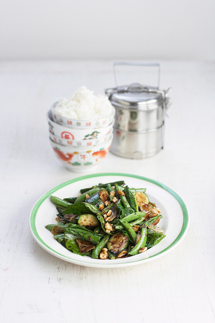 Stir-fried asian greens in black bean sauce