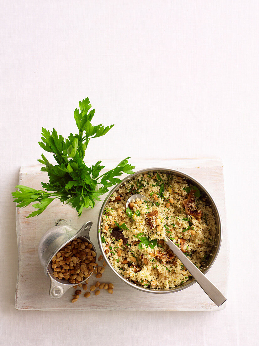 Pine nut and dried fig couscous
