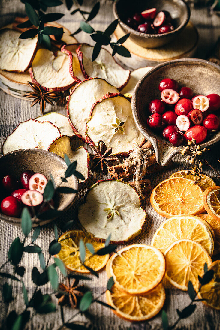 Dried apple and orange slices