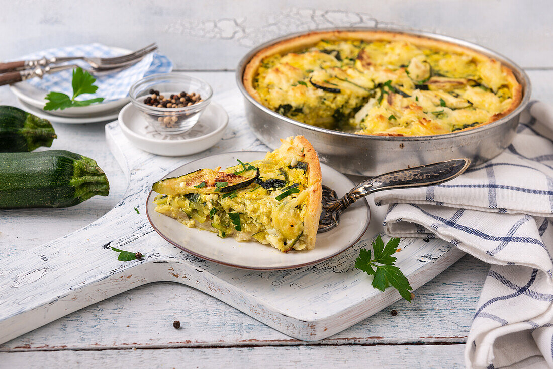 Vegan zucchini and spinach quiche