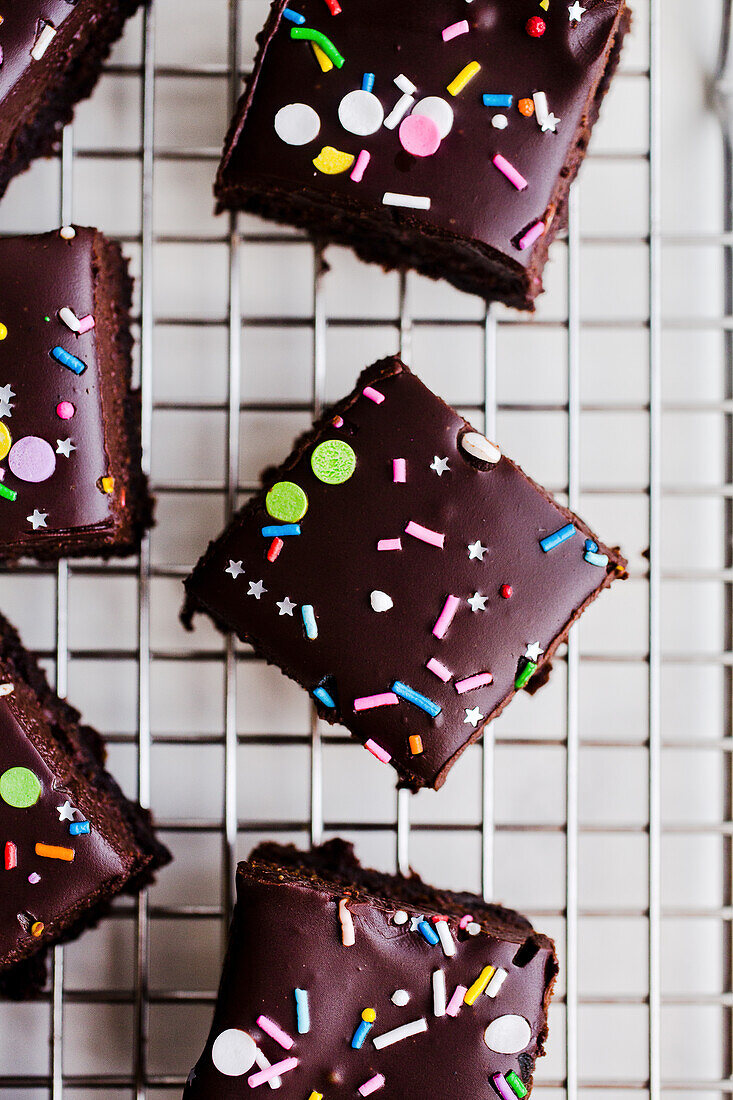 Fudgy brownies with sprinkles