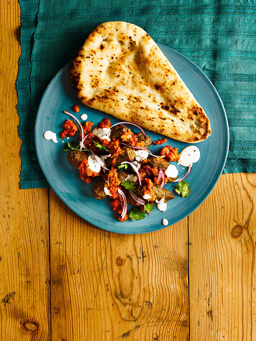 Vegetarian Indian koftas with pita bread