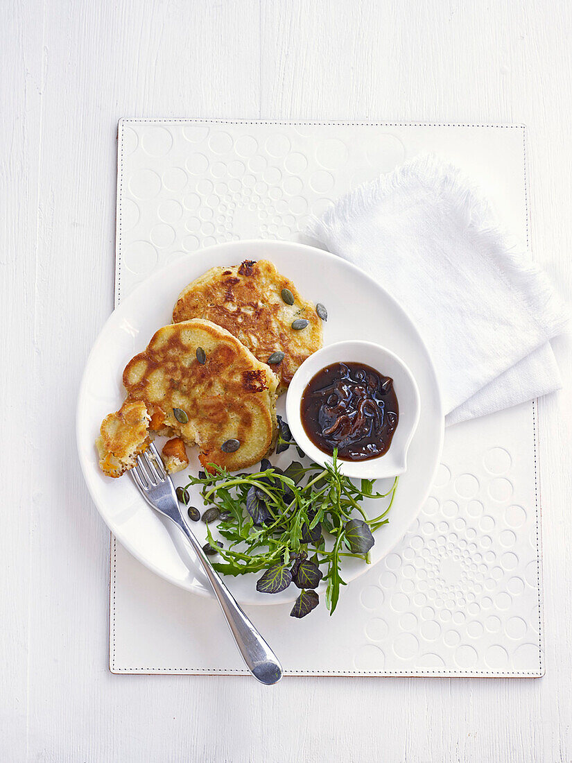 Pumpkin and goat cheese pancakes