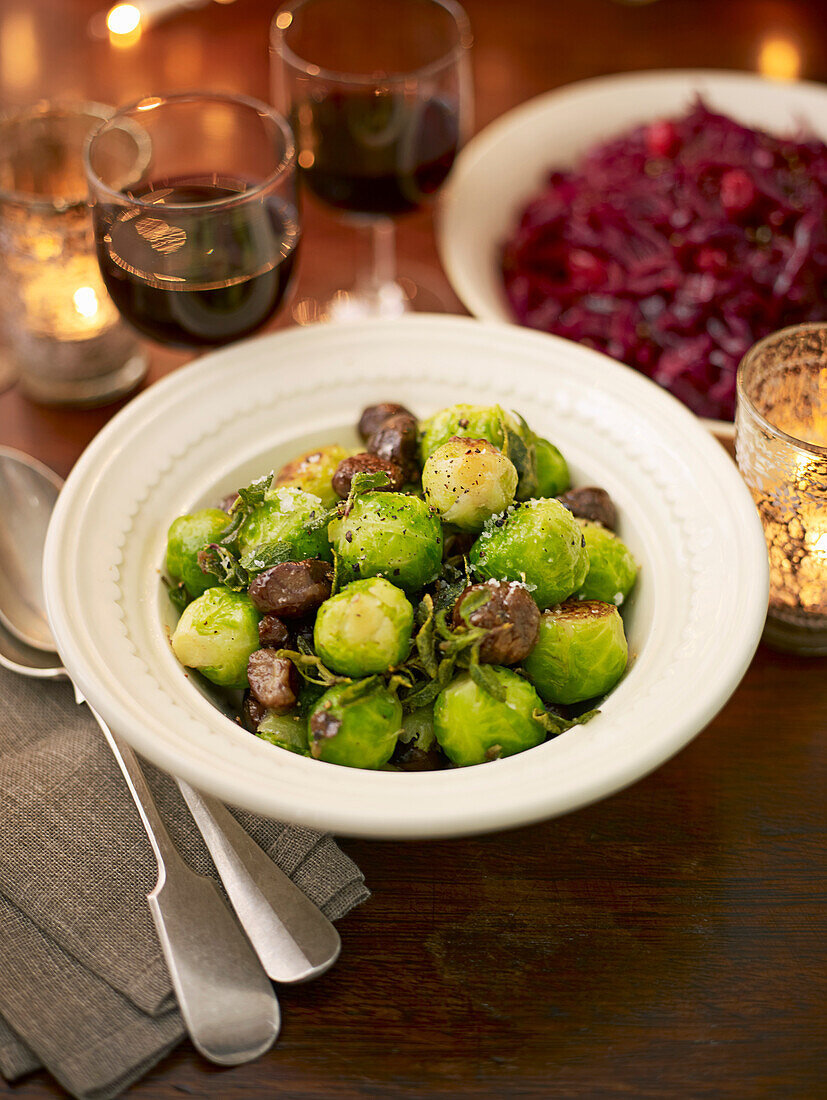 Brussels sprouts with chestnuts and sage