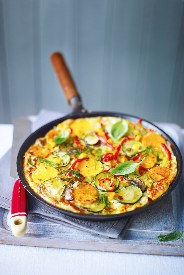 Sweet potato tortilla with jalapeños and dill