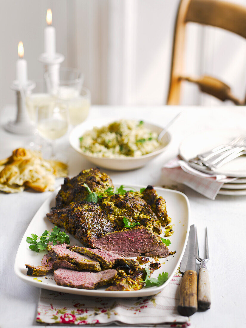 Lamb with herb rice
