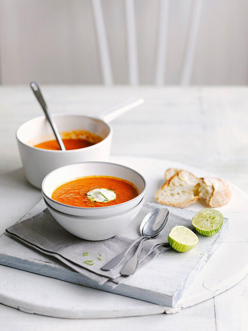 Red Lentil Lime Soup with Jalapeno