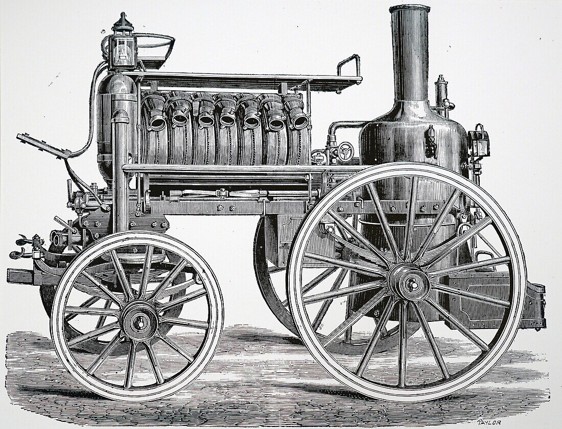 Light steam fire engine, illustration