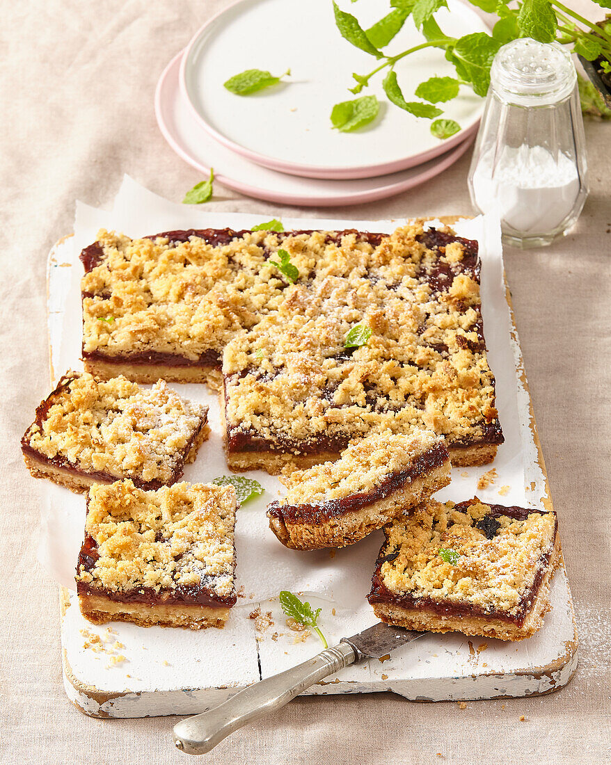 Plum jam crumble sheet cake